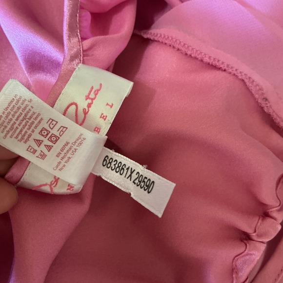 Oscar de la Renta Pink Label Vintage Satin Nightgown Sheer Sleeve Pink - Picture 8 of 8